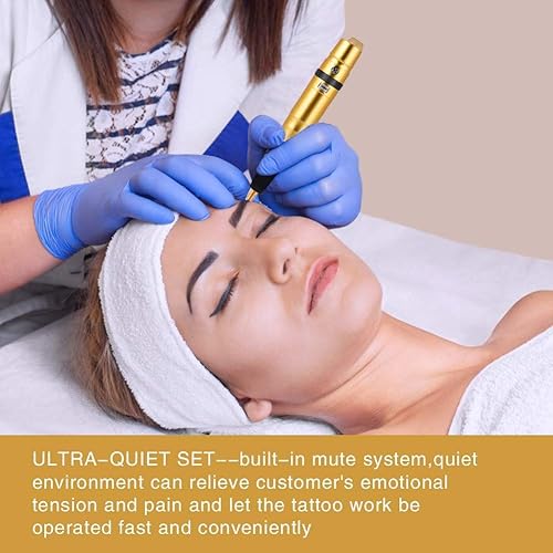 Miniatura 2 de Lápiz de máquina de cejas de tatuaje, 35000 RPMPermanent Tattoo Lip Liner Microblading Pen Device Makeup Tool (dorado)