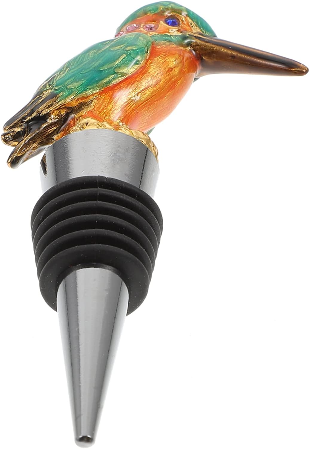 Cabilock Bird Wine Bottle Stopper Zinc Alloy Metal Wine Bottle Stopper with Ceramic Kingfisher Bird Figurine Metal Vacum Wine Stopper Wine Glass Corks Patry Favor Golden