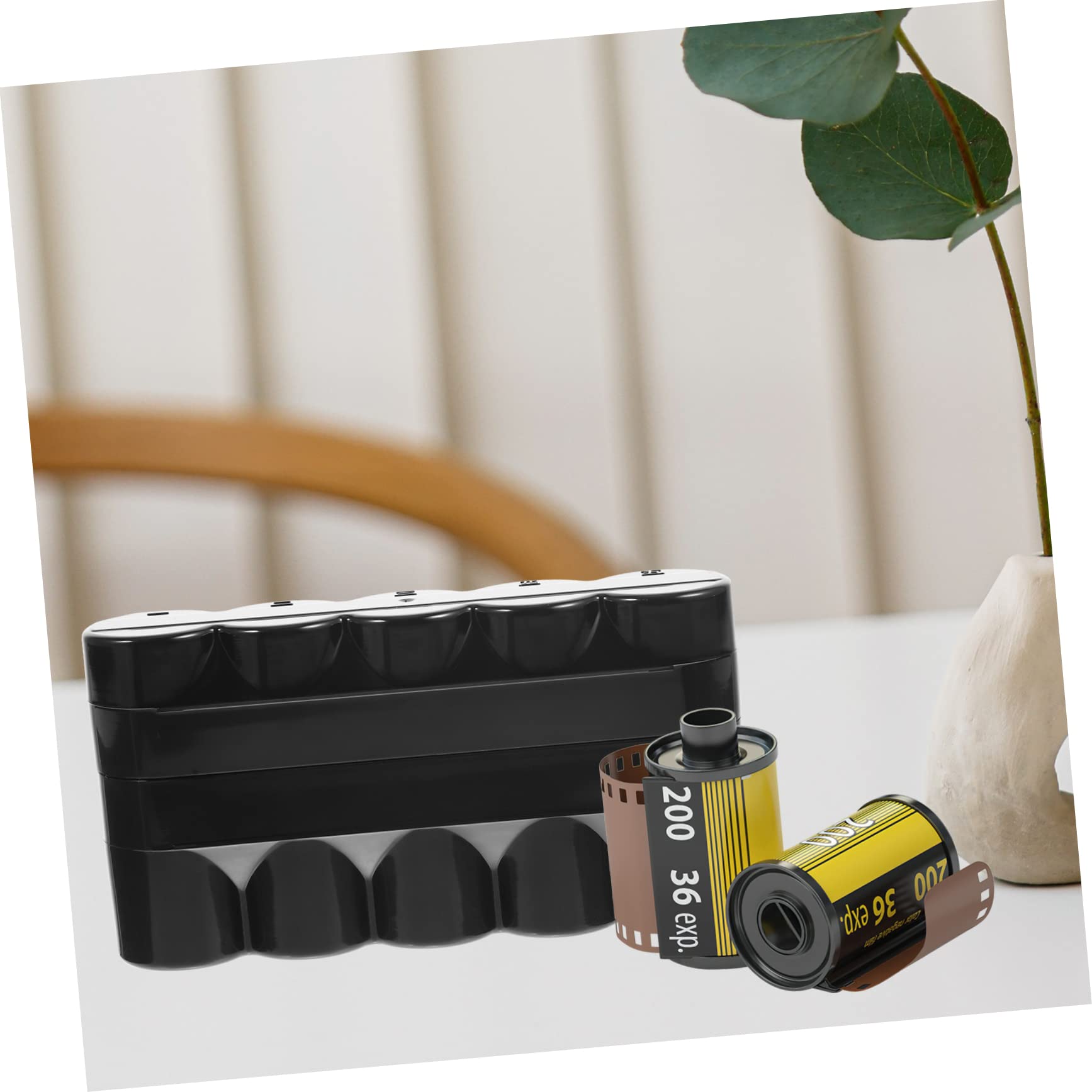 Estuche de Película de Plástico Negro para 5 Rollos, Caja de Almacenamiento Portátil y Fácil de Usar para Baterías Pequeñas y Objetos Hogar Bolsa