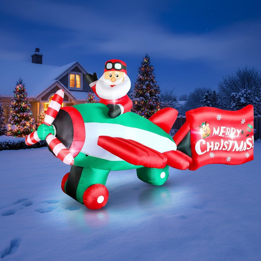 Jeffergarden Babbo Natale Gonfiabile, Decorazione da Giardino Babbo Natale Gonfiabile in Poliestere Resistente alle Intemperie da 1,5 M per Prato (Spina UE