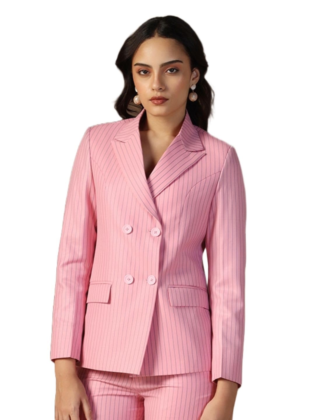tahvo Elegant Design Striped Blazer for Women | Trendy Office, Business Coat-picture-33