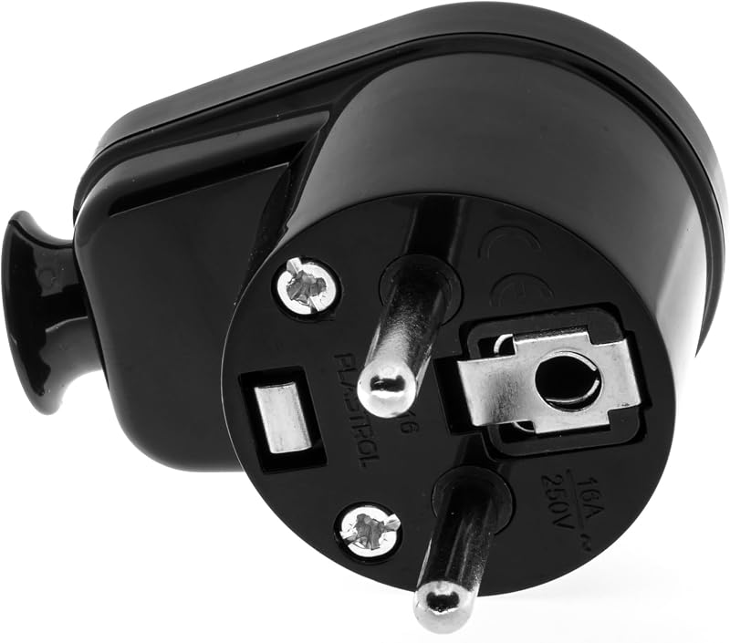 KEL 10 db Schuko Csatlakozó 16A 230V Fekete Földelő Dugó IP20