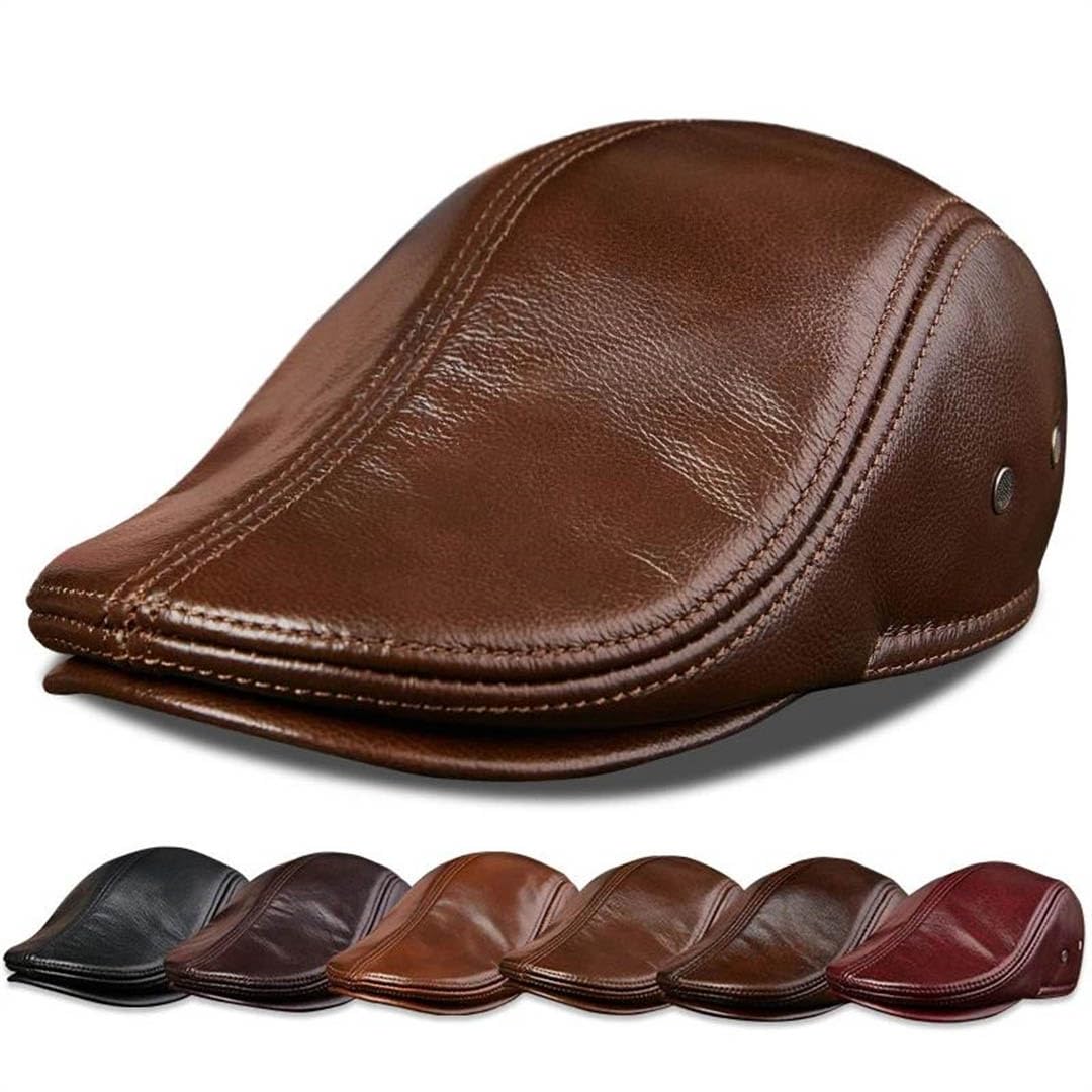 Męska czapka beret z prawdziwej skóry dla mężczyzn ciepła wiatroszczelna zimowa czapka dżentelmen czapka z daszkiem vintage stylowa czapka kierowcy