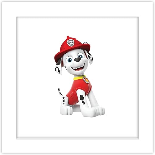 Trends International Gallery Pops Nickelodeon PAW Patrol - Póster de pared de Marshall, 12 x 12 pulgadas, versión enmarcada en blanco