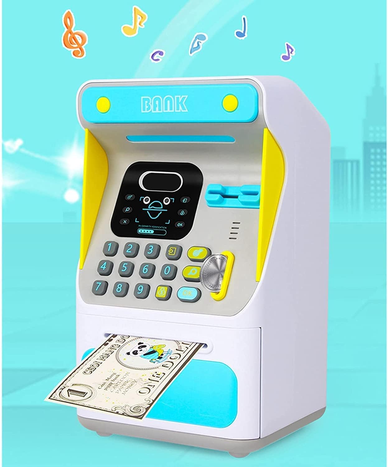 S SGTT PRO Electronic Money Bank with 【Face Lock】, ATM Piggy Bank for Real Money Kids Money Bank with Password Lock Cash Coin, Face Lock & Bank Card & Password Protection (BLUE)