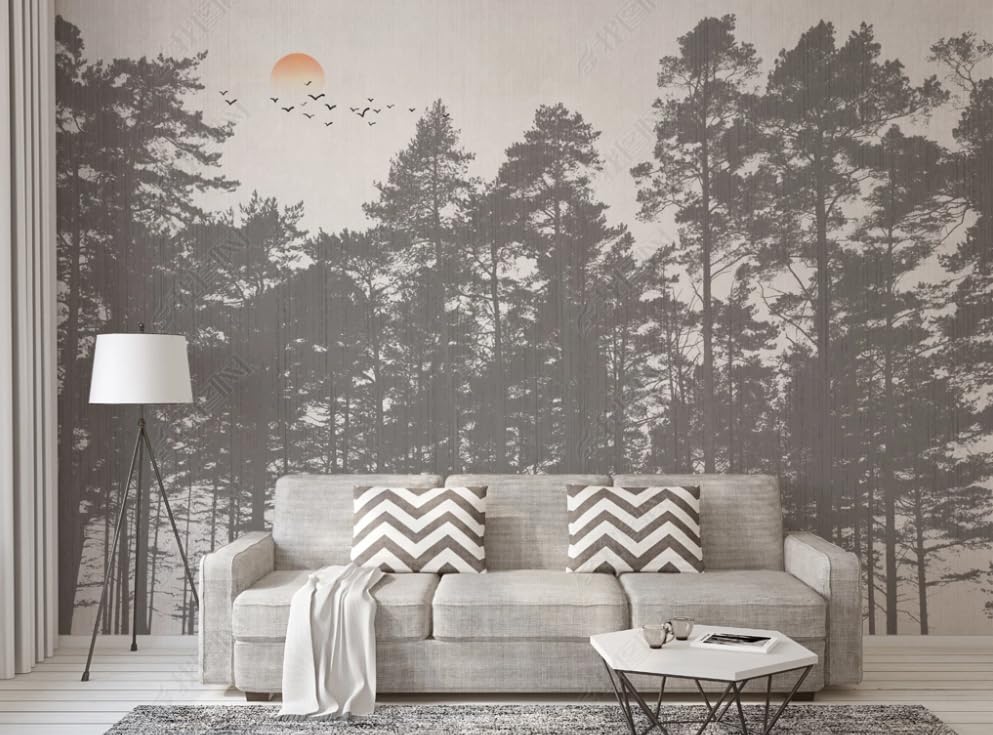 Papier peint intissé forêt noire et blanche pour agrandir une chambre ou un salon
