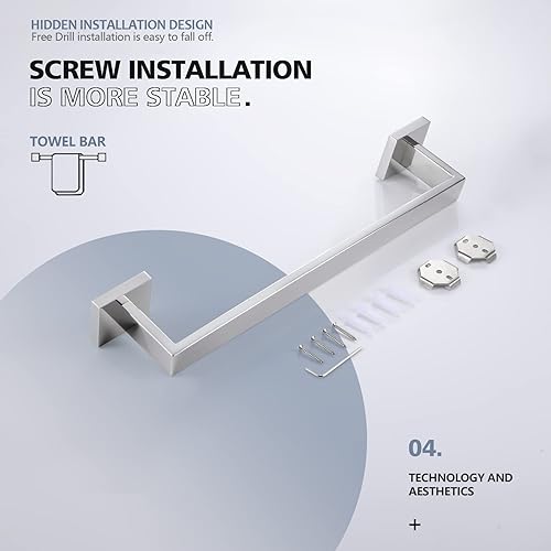 Miniatura 7 de KOKOSIRI Toallero individual de 16 pulgadas, soporte para toallas de cocina de baño, toallero de acero inoxidable SUS304 montado en la pared, cromo