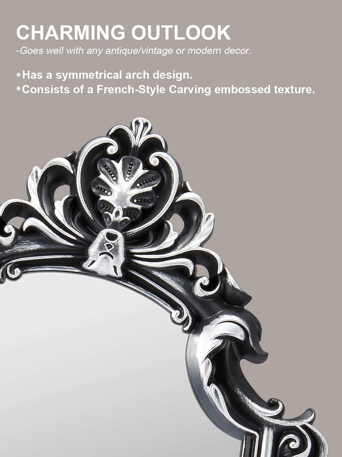 OMIRO Decorative Wall Mirror of Silver Shield Shape, 41cm L x 28cm W BigaMart