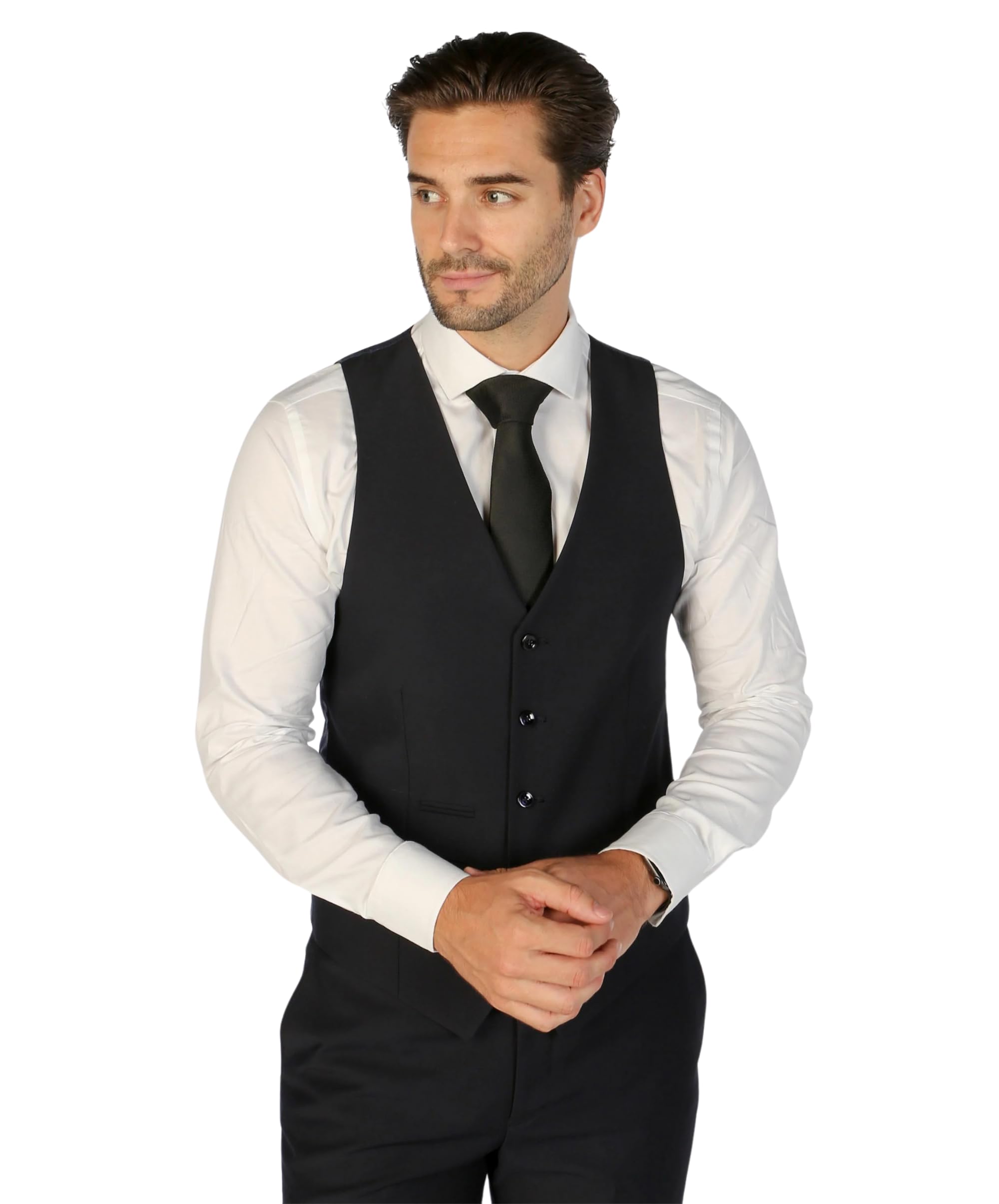 SIRRI Abito da Uomo Classico su Misura Blu Navy da Matrimonio - Set Formale da 3 Pezzi Venduto separatamente