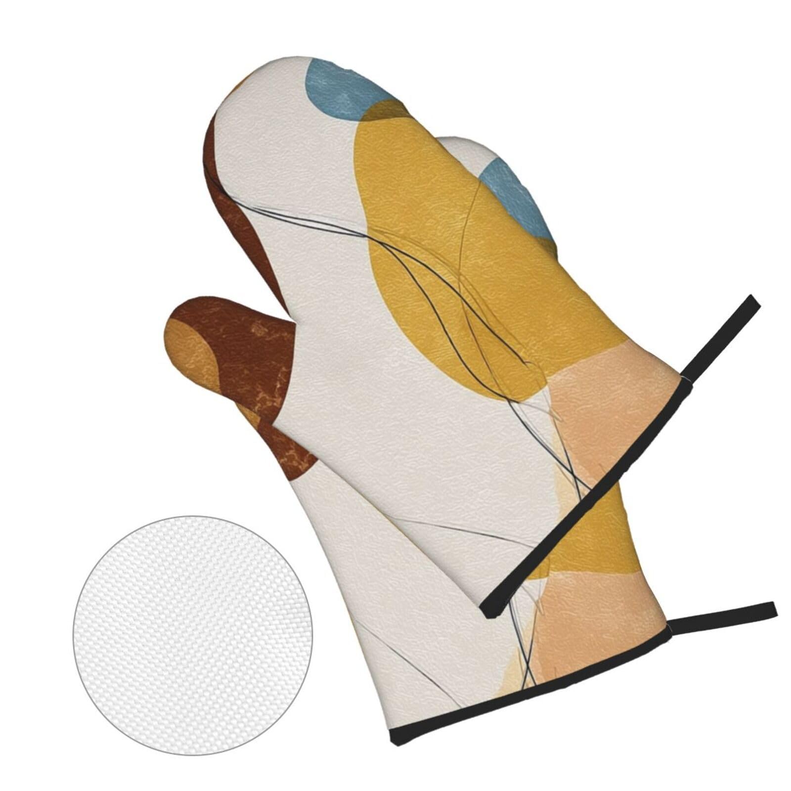 Guantes Horno Profesional Color De Chocolate Beige Guantes Horno un par y 2 Manteles Aislados, para Cocinar Barbacoa, Parrilla Impermeable, Resistente al Aceite y al Calor