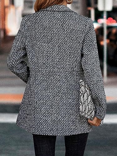 Women's Jackets Fashion Women's Lapel Collar Blazer - Casual Button Front Long Sleeve Jacket Jackets & Coats (Color : Black and White, Size : Medium)2