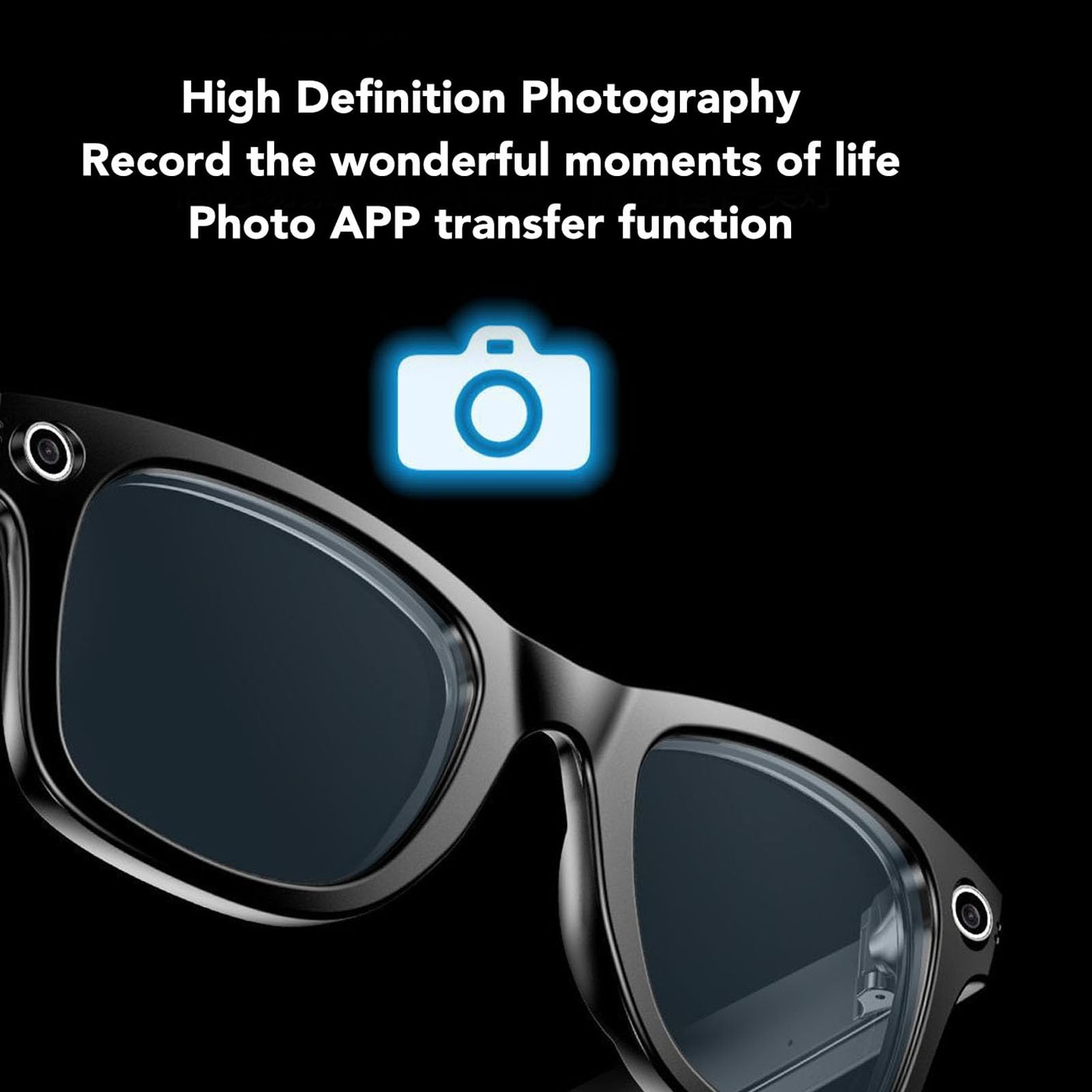 Occhiali da Sole della Fotocamera, Occhiali Intelligenti con Traduttore di Intelligenza Artificiale, Altoparlante Musicale Bluetooth, Riconoscimento delle Immagini AI
