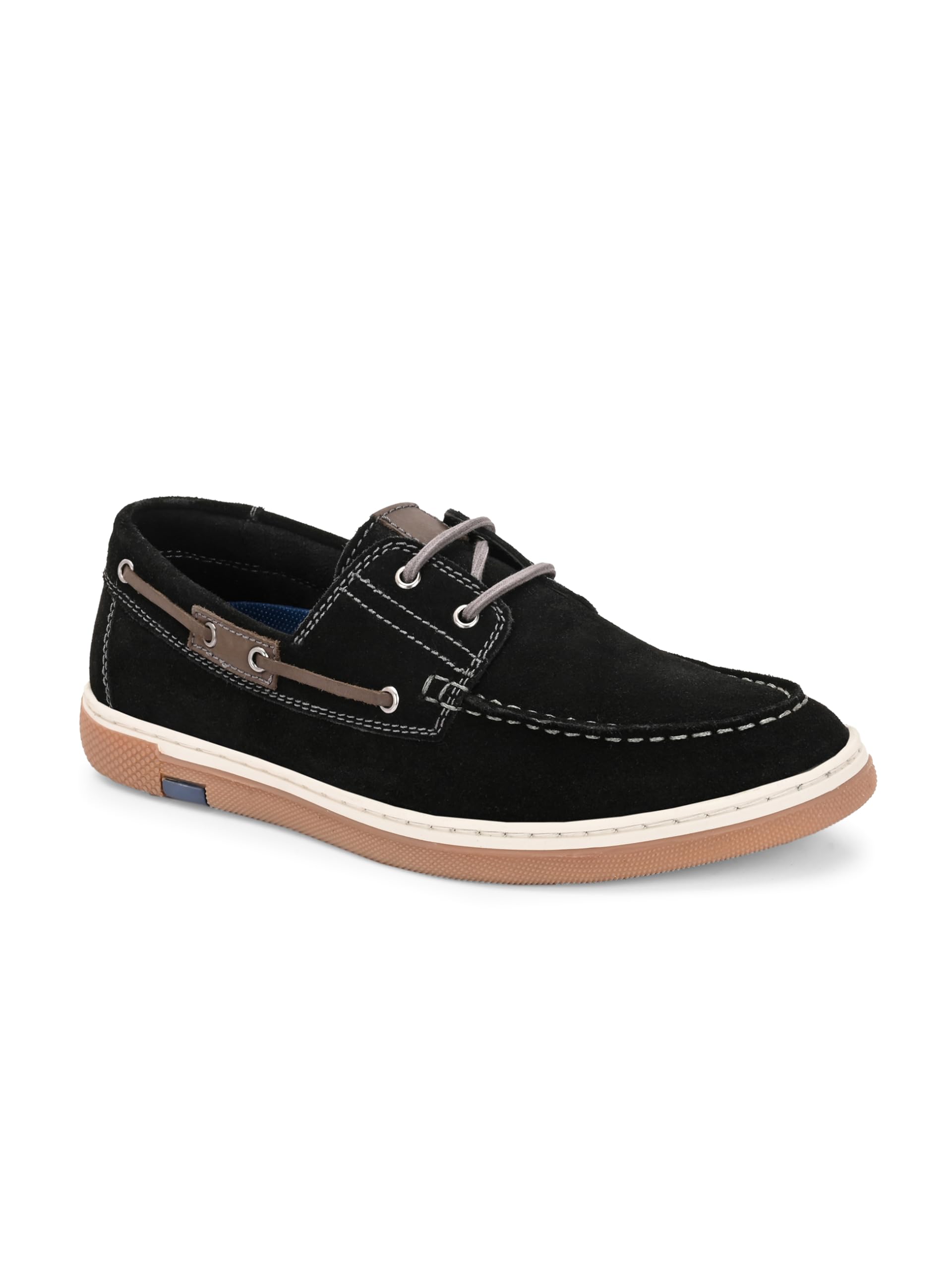 Drift Black Suede Leather Boat Shoes for Men
