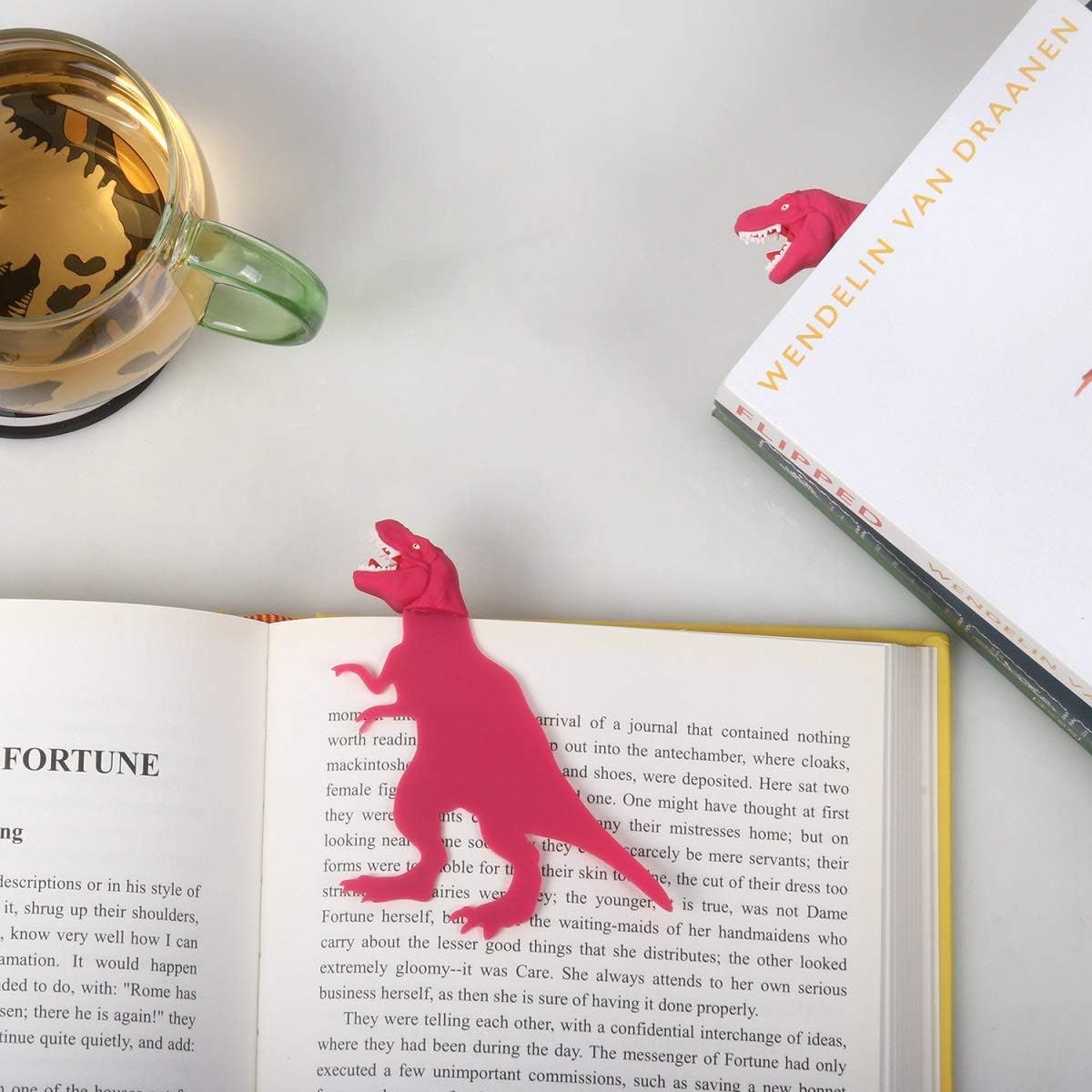 OYLZ Unique Cool T-Rex Dinosaur Bookmark 3D Book Mark Bookmarker for Kids Boys Girls Men Women (Pink)