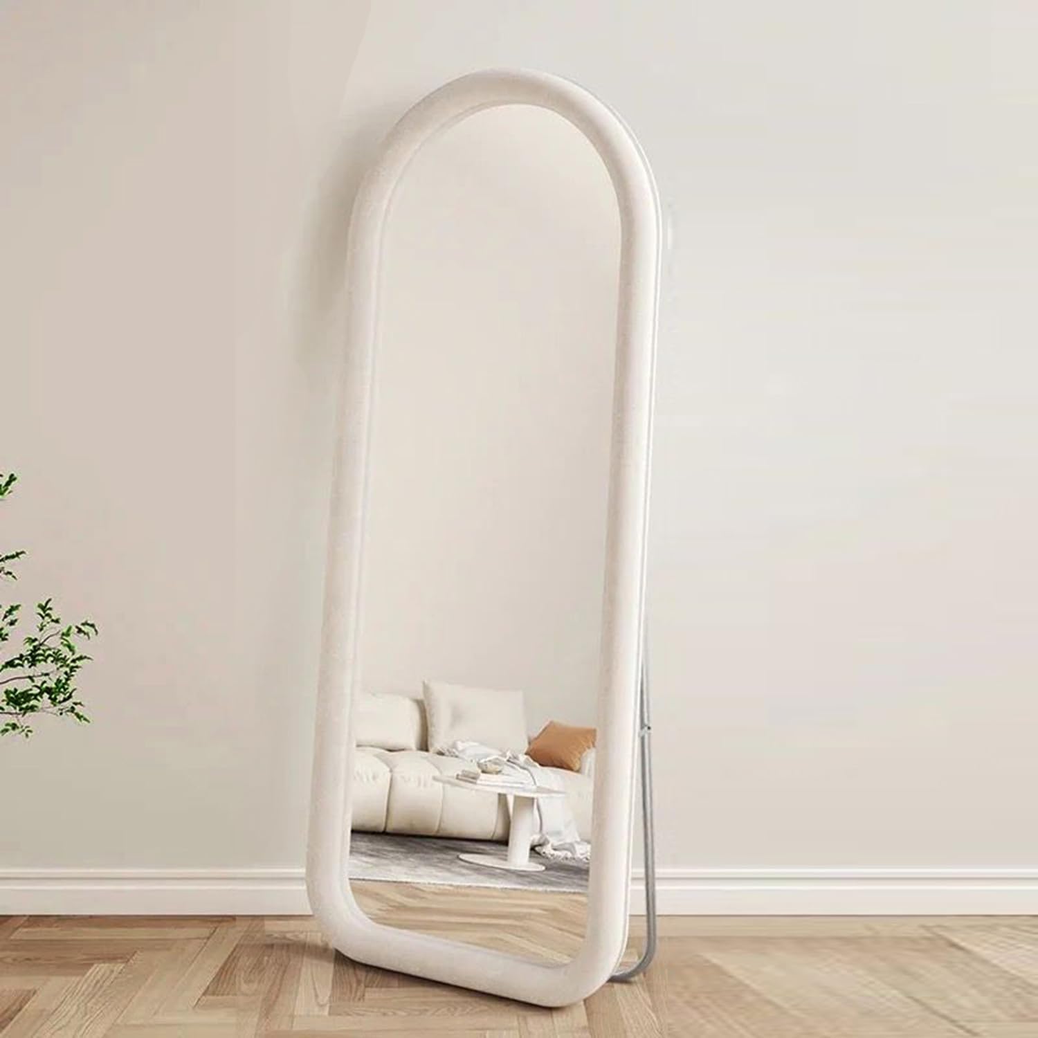 blueland Full Length Mirror, HD Floor Standing Rounded, Wall Mount with