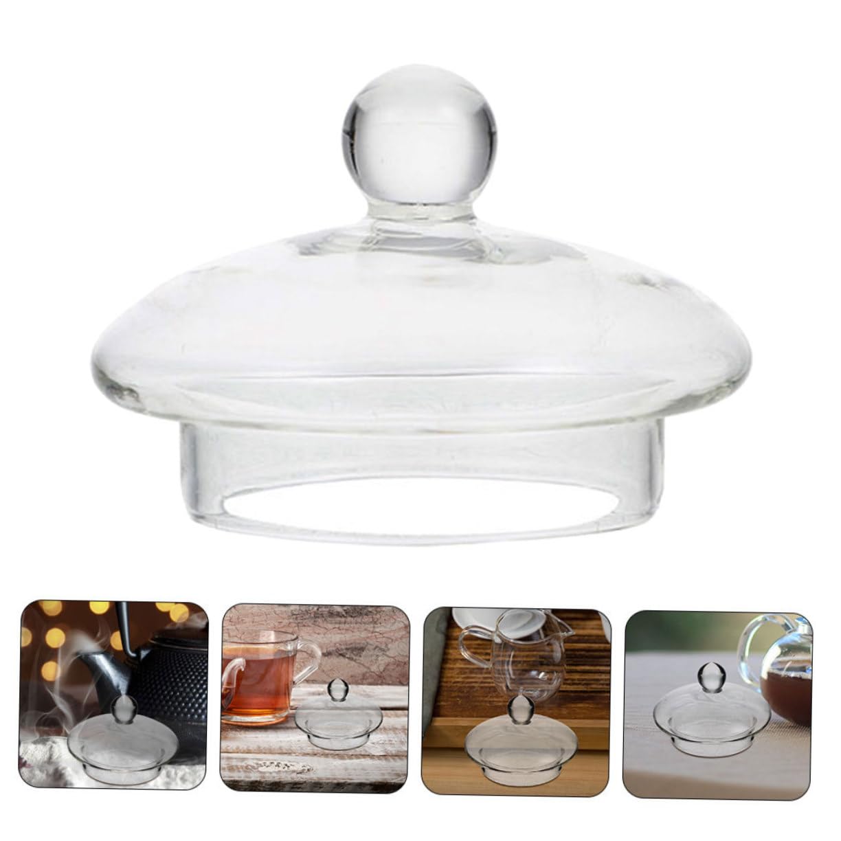 Tapa de cristal transparente de 8 cm para teteras pequeñas de 600 ml con bordes redondeados