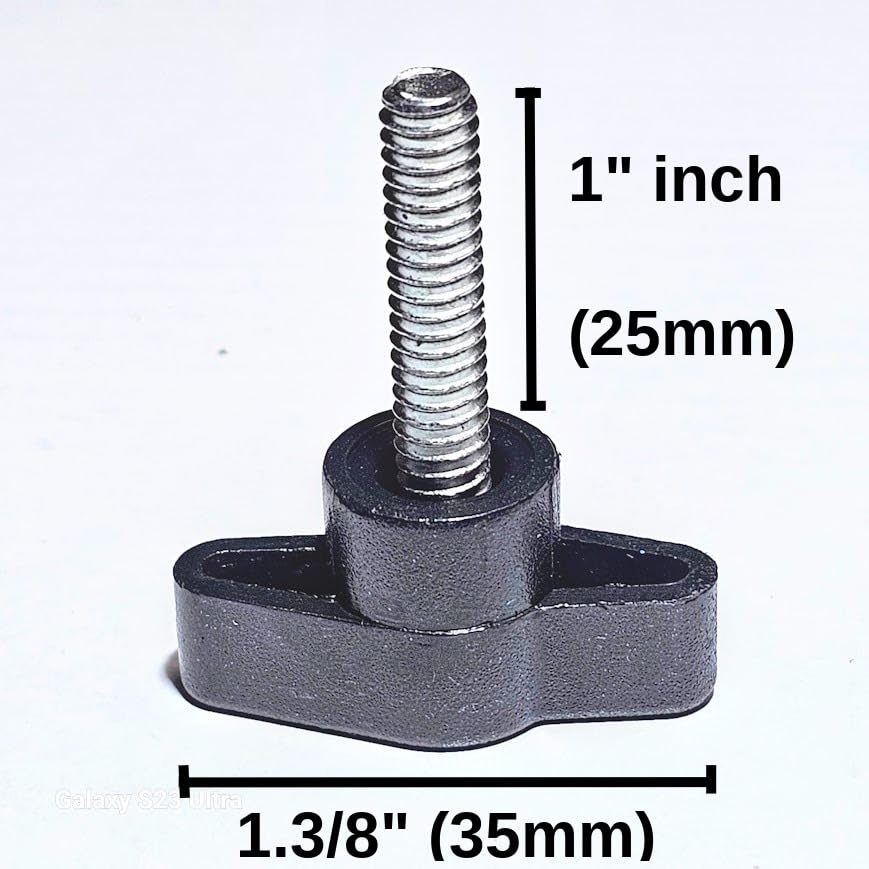 10-Pack Wing T- Knob, Thumb Screw Stainless Steel. 1/4-20 Thread. Head Diameter 1-3/8" Male-Heavy Duty-Black