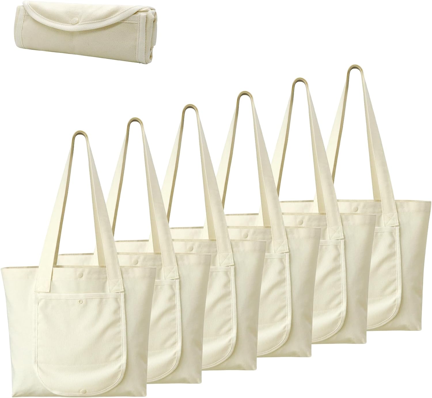 Faylapa 1/3/6 Packs Canvas Tote Bag, Heavy Duty Foldable Reusable Grocery Shopping Bags for Crafts DIY Painting