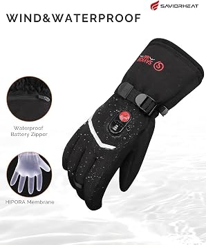 Savior Heat Upgraded Rechargeable Heated Gloves for Men & Women, 3000mAh Electric Heated Gloves with 3 Heat Levels Up to 150F, Waterproof Ski Glove for Skiing, Snowbording, Camping, Hiking