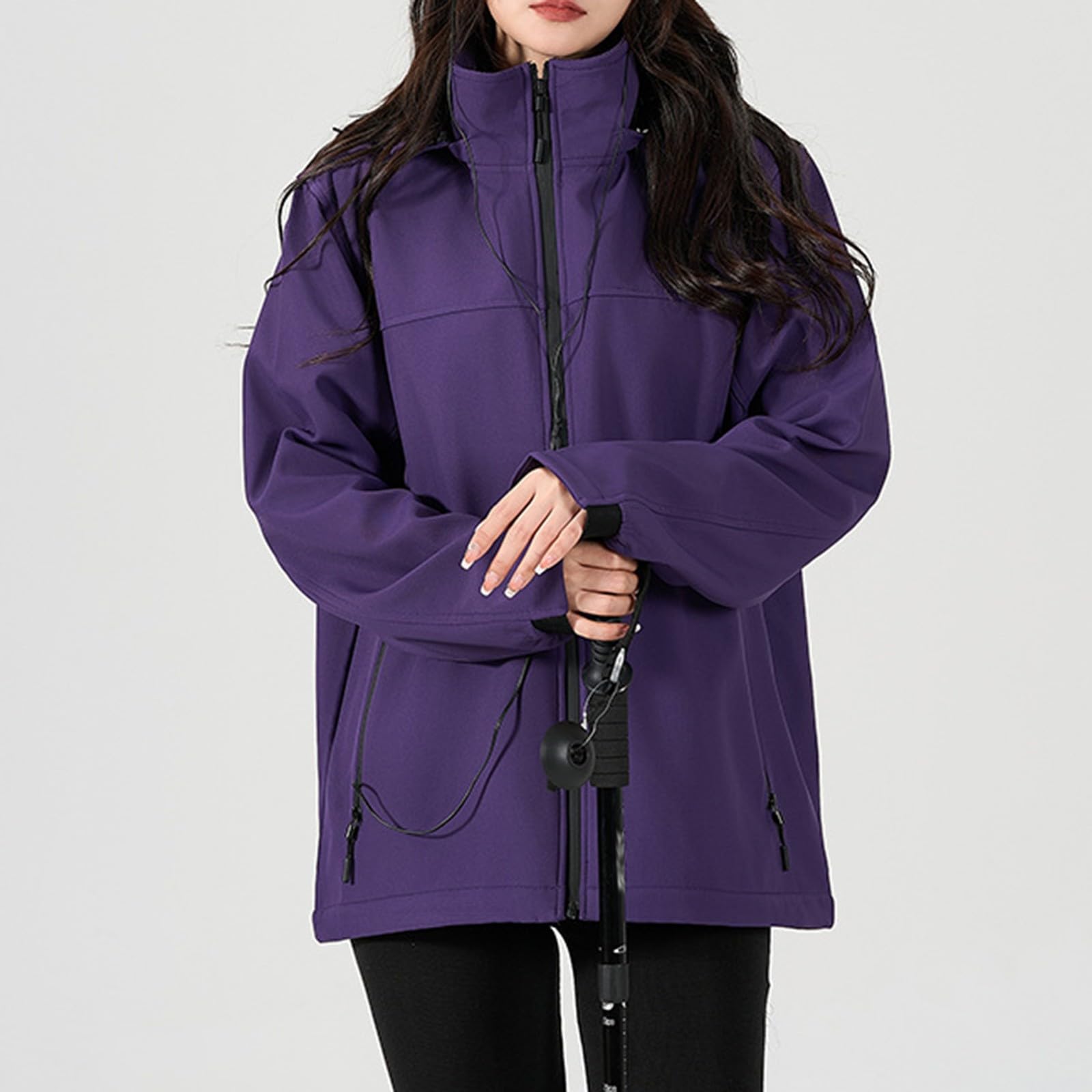 Generisch Regenjacke Damen Wasserdicht Atmungsaktiv Outdoor Bergsteigen Sportbekleidung Mit Kapuze Lässig Wandern Regenjacke Mittellang Windbreaker Jacke Mantel Jackenerweiterung Babytrage