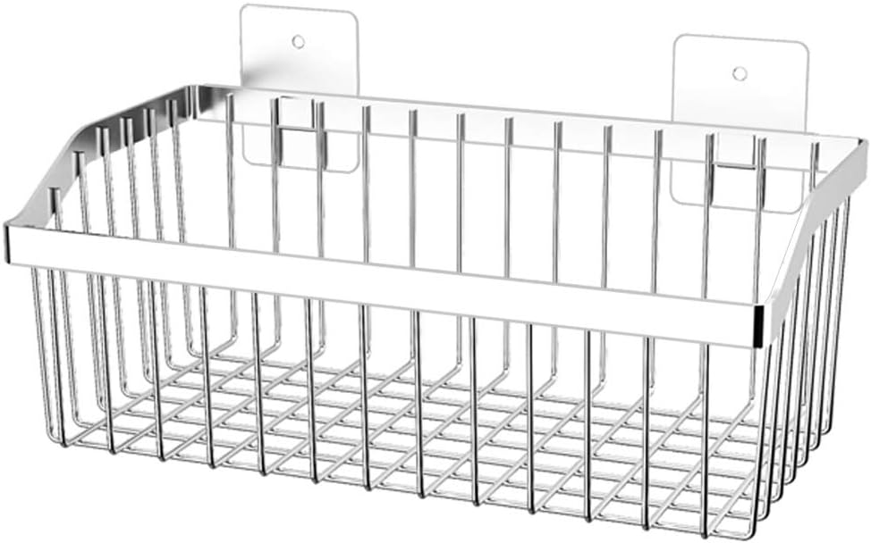 Kitchen Storage Metal Wire Fruit Basket - SUS304 Stainless steel Organizer Storage Bin Baskets for Bathroom - Space Saving Design for Pantry Organization （Silver） image 3