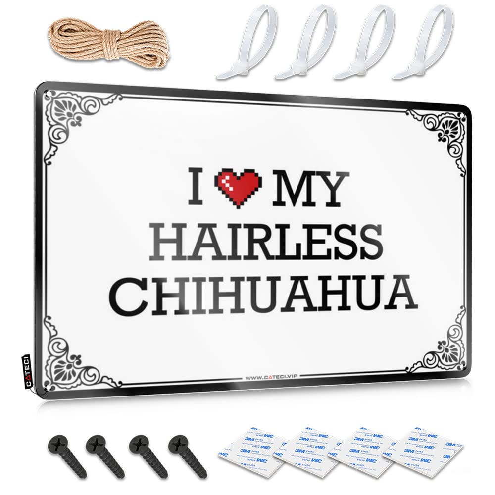 I Love My Hairless Chihuahua Patriotic Tin Metal Decor | Beer Decor Vintage Style Sweet Balcony Decoration Easy Hang(30X40CM)