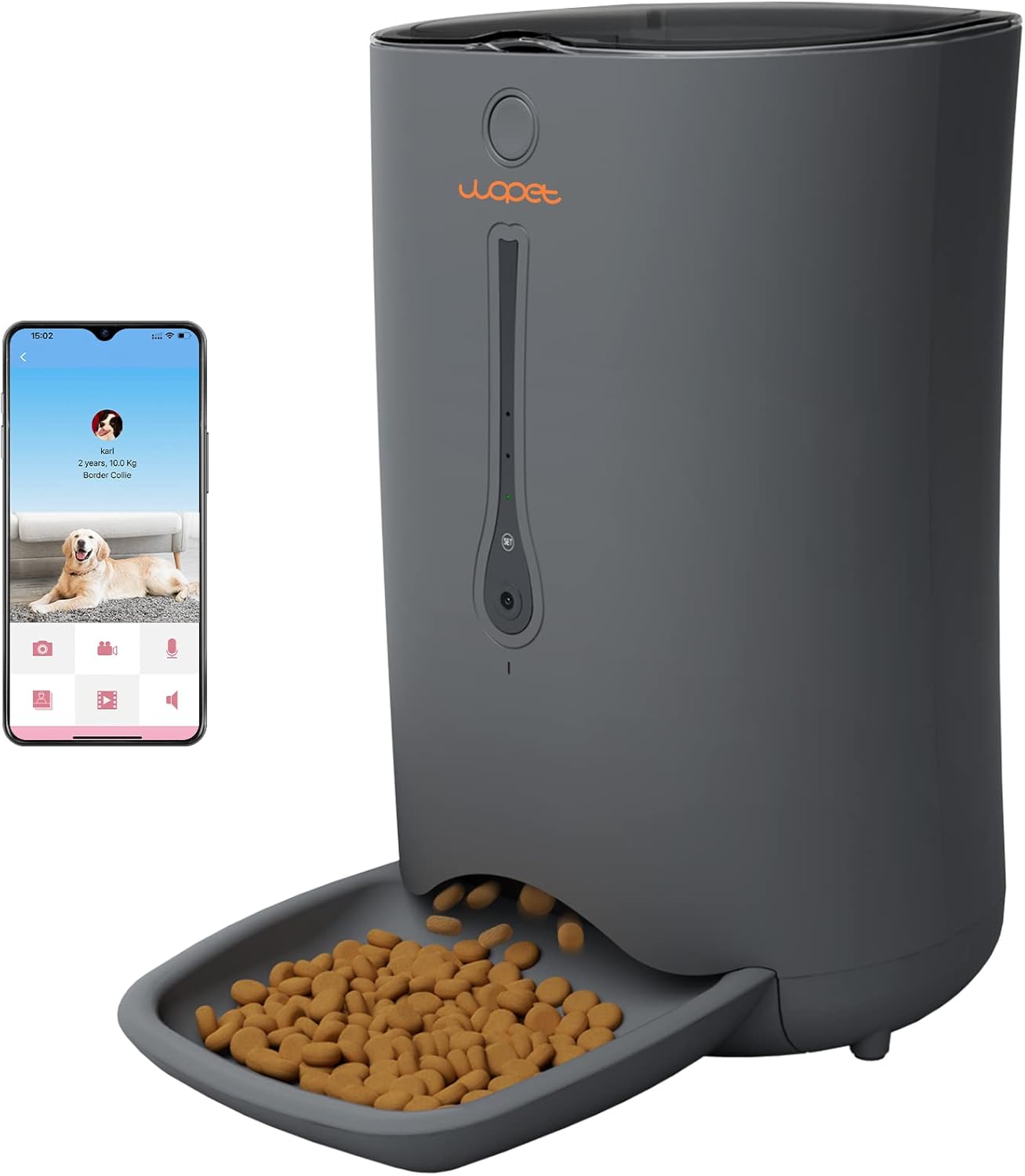 Pet Supplies WOPET Automatic Dog Feeder with Camera, 7L Smart WiFi