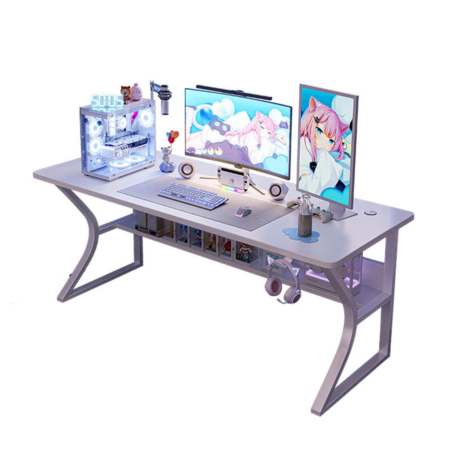 Amazon | パソコンデスク ゲーミングデスク C字脚 デスク PCデスク