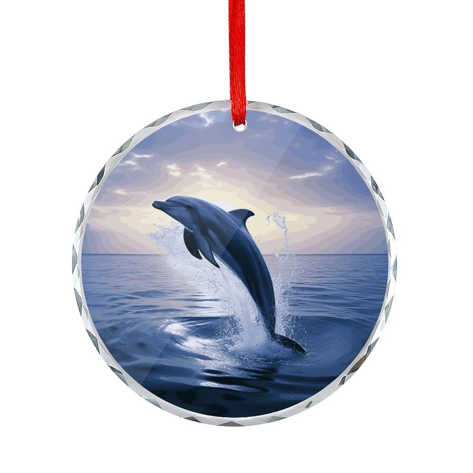 Fodpand Women's Style Elegant Dolphin Round Glass Ornament Keepsake Gift Exchange Ideas Car Decor,Christmas Ornaments For Tree Window Garden Ornaments