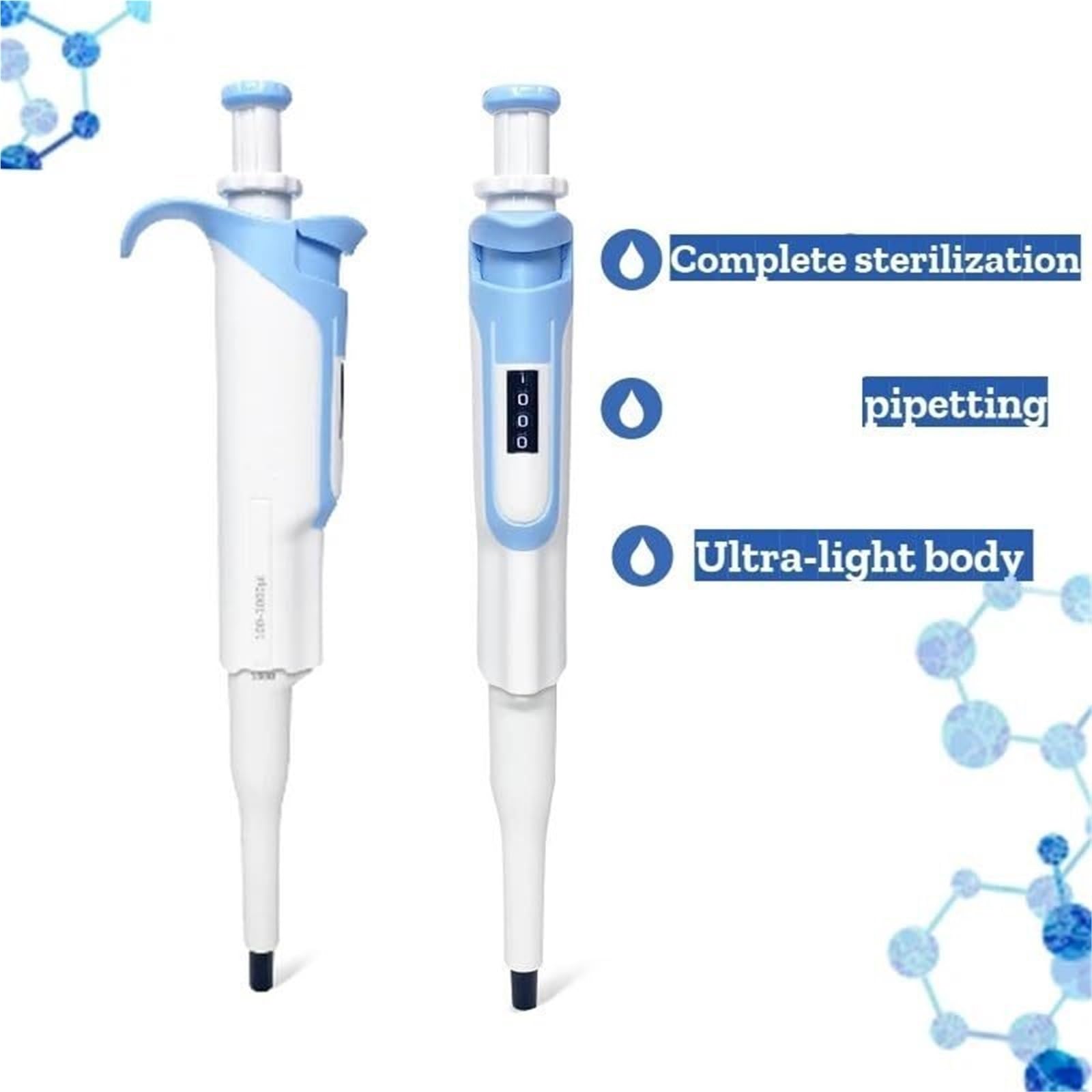 Pipetas Pipeta, Laboratorio Digital Ajustable 100-1000ul Equipo De Micropipeta Esterilizable Completo Con Puntas,Laboratorio(500-5000ul)