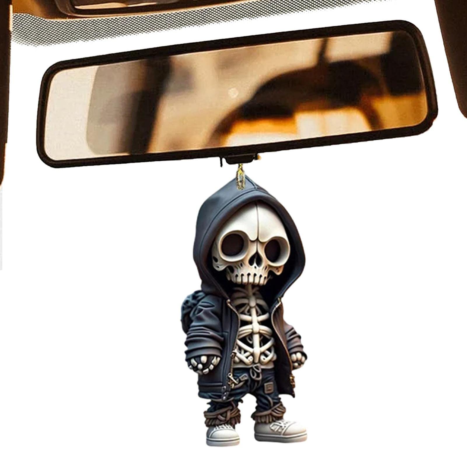 Geruwam Skeletal Swinging Hanging Ornament - Spooky Skeleton Statue Swing Hanging Rearview Decoration,Skeleton Halloween Party Favors Swinging Car Interior