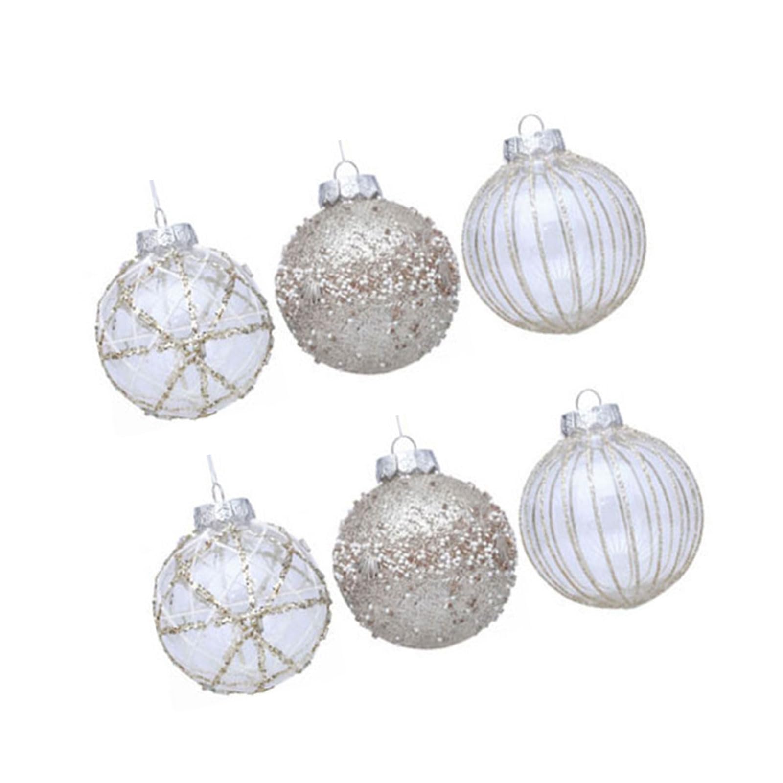 Oxxggkao 6Pcs Glittering Christmas Ball Decoration Shatterproof Christmas Baubles Ornament for Door Tree Wreath Mantels Celebratory Ornamentation