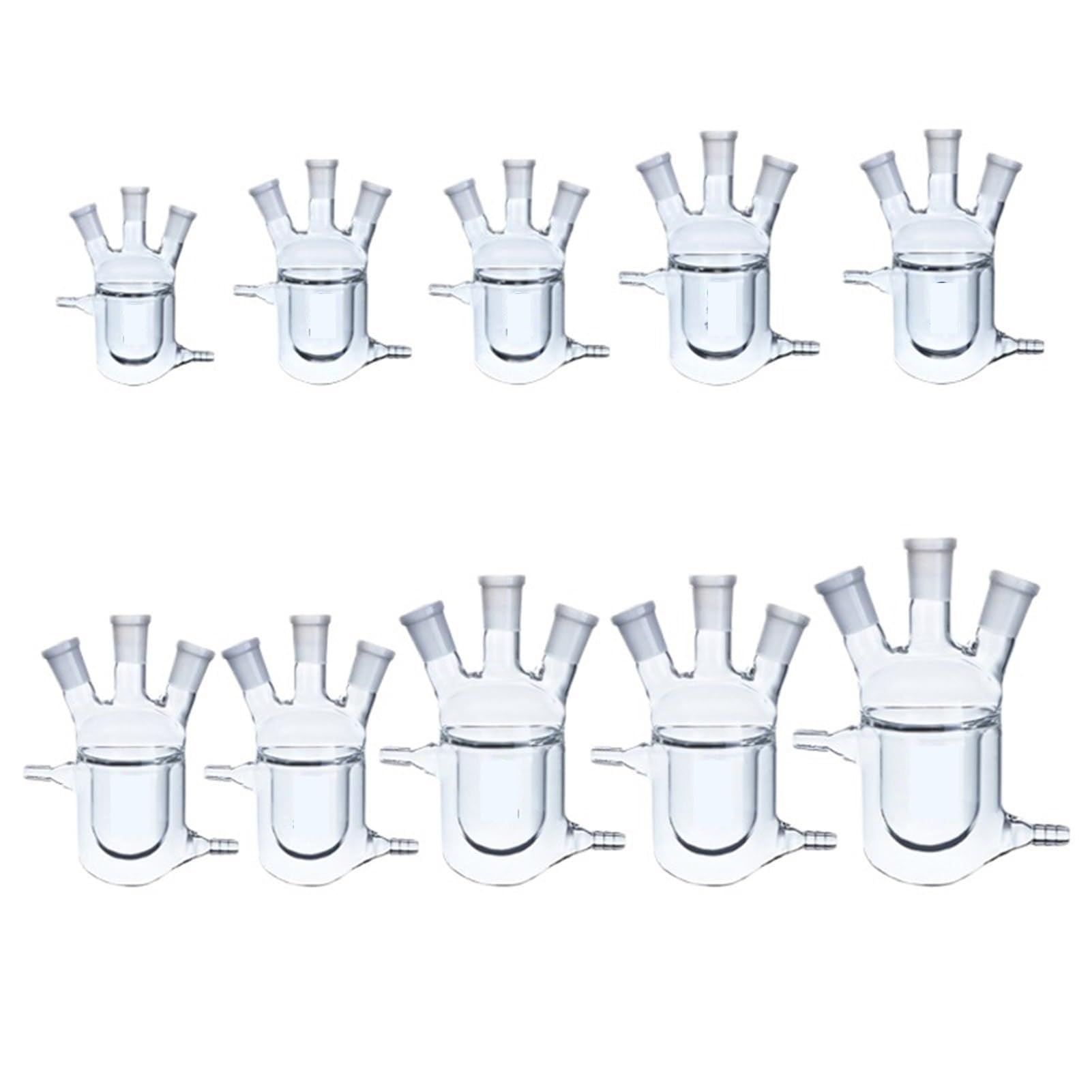 Matraz aforado de borosilicato, Frasco de reacción con camisa de tres cuellos Matraz de vidrio de borosilicato de pared gruesa Reactores de planta con camisa Reactor de laboratorio(150ml 19x19x19)