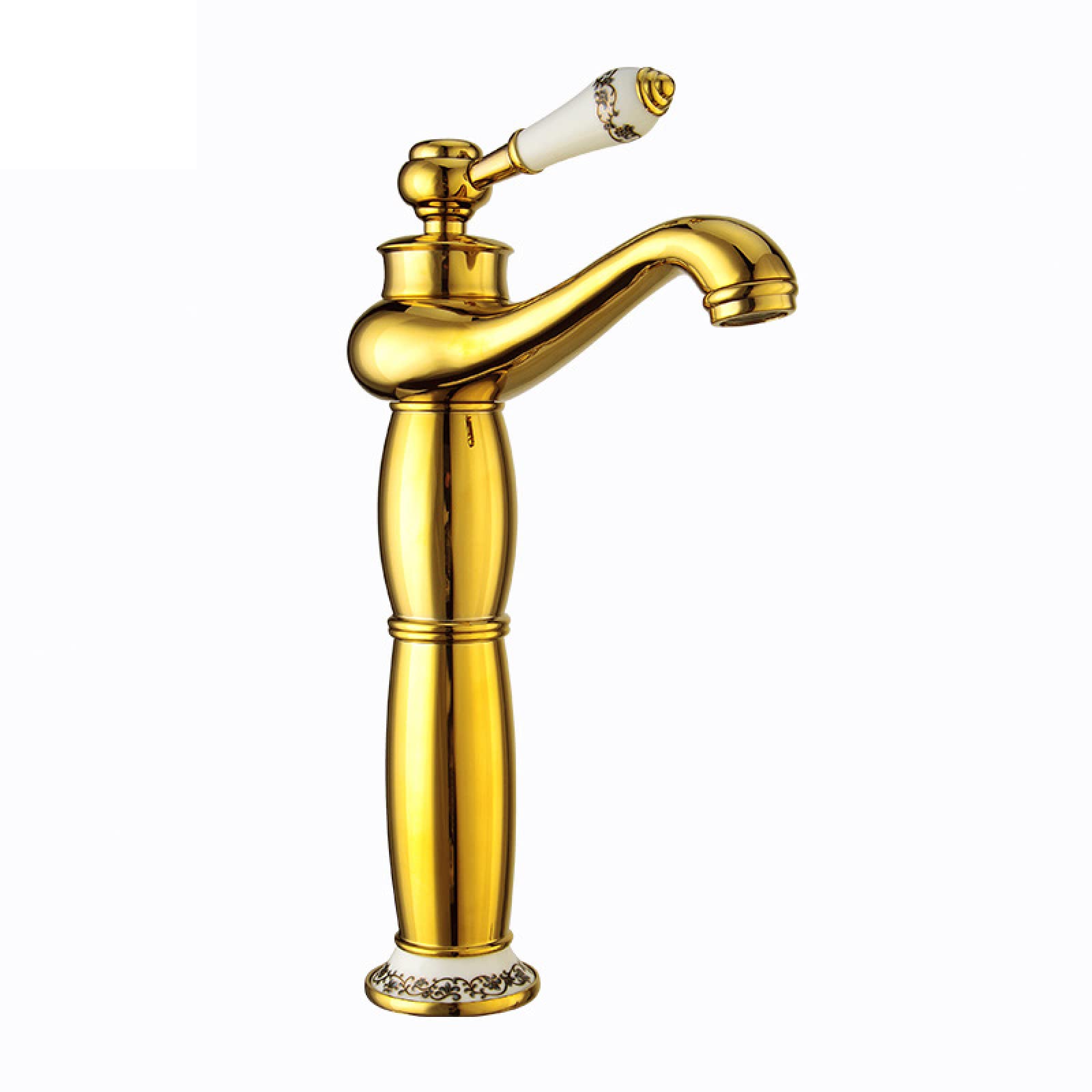 Robinet de lavabo en laiton or vintage, mitigeur monotrou rétro au design d'exception pour vasque