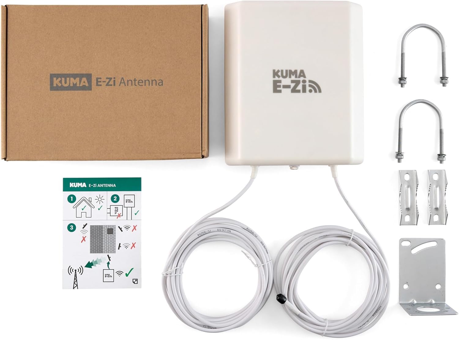 KUMA E-Zi LTE Richtantenne – 5G/4G Outdoor Antenne IP65 wasserdicht, 7 dBi Gewinn mit 5m SMA Kabel – Externe LTE Richtantenne für Router & WLAN Signal Booster im Haus, Garten, Wohnmobil & Caravan