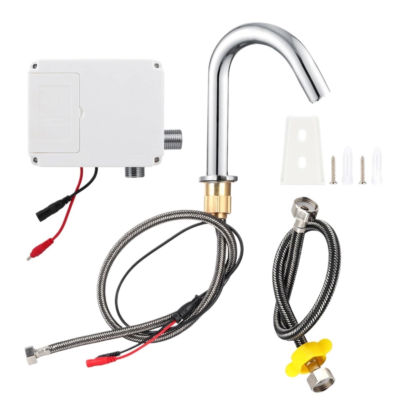 ZYCHSJXA G1/2in Thread Induction Sensor Water Faucet Infrared Single Cold Tap with Control Box(Short Height Type)