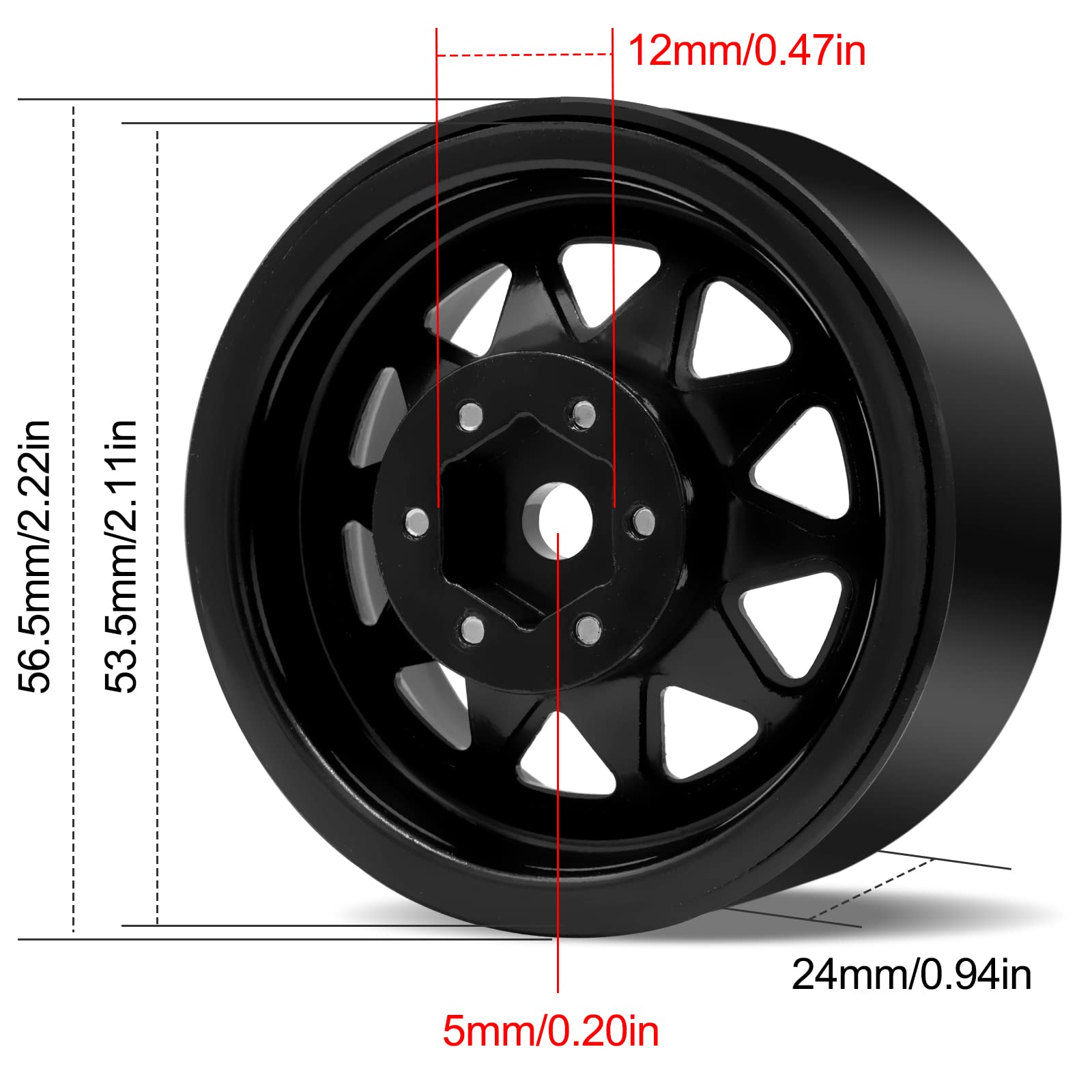 4 Mozzi Esagonali In Metallo 12mm Per RC Crawler 1/10 - Axial SCX10, TRX4, Gen8 - Altezza 18mm - 2