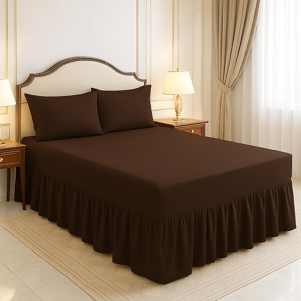 Arlinens Chocolate Plain Dyed Polycotton Fitted Valance Sheets In Following Colours And Sizes (Double, )