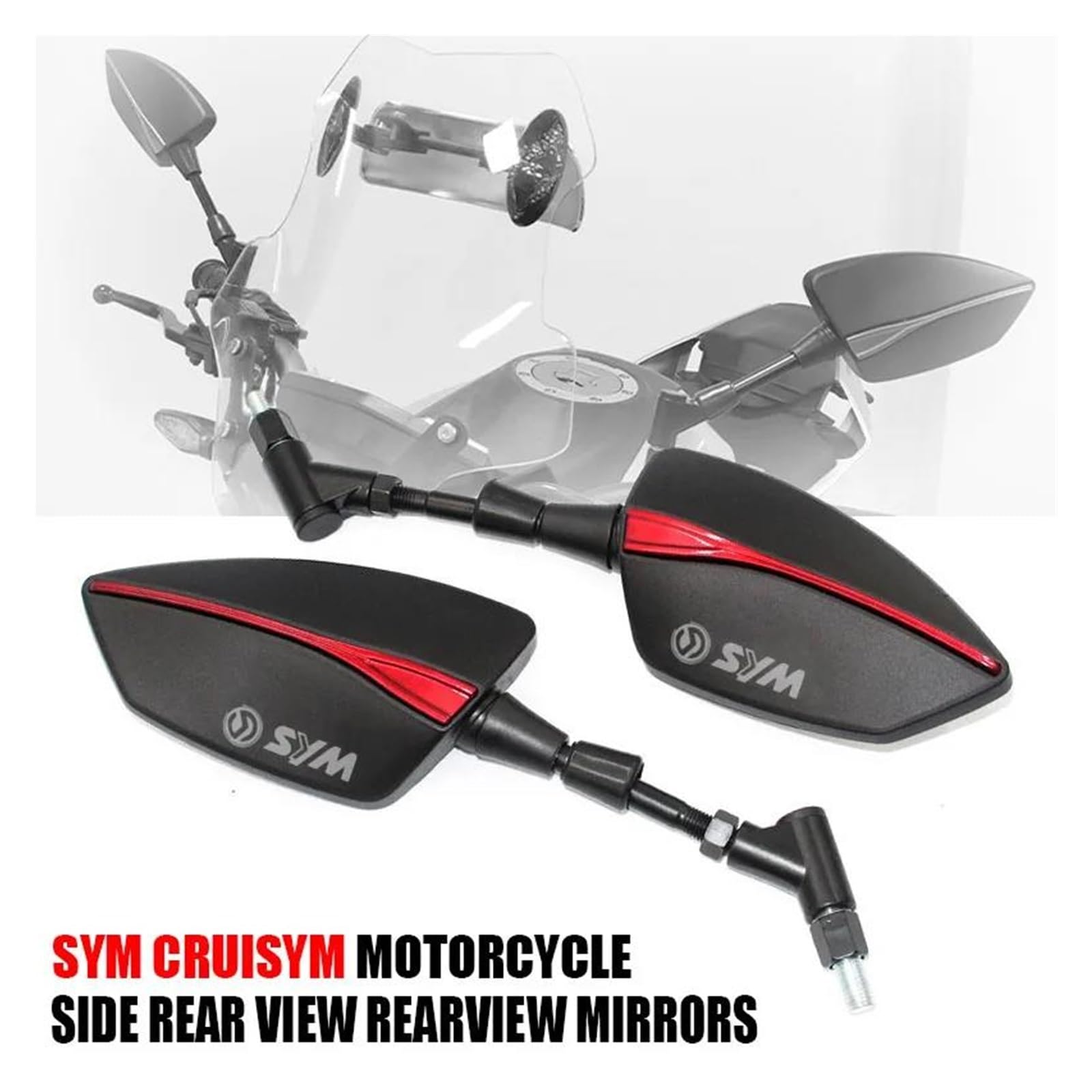 Rétroviseurs Latéraux Moto Pour SYM CRUISYM 125 200 250 300 CRUISYM300(Red2)