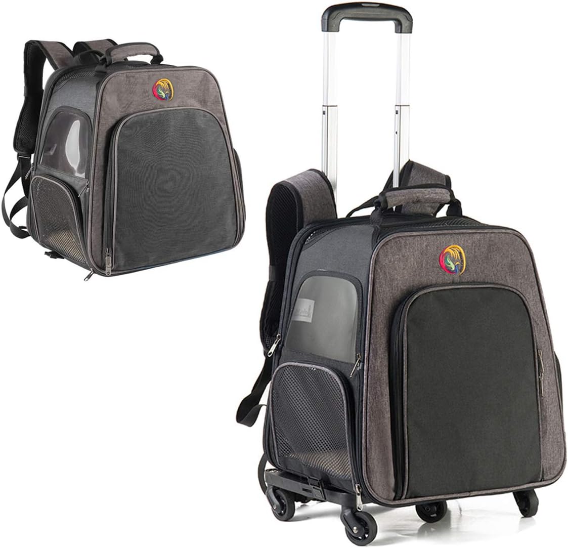 Takimi 猫キャリーリュック 犬用キャリーカート ペットキャリー 折りたたみ可 容量を拡張可 新作製品 世界最高品質人気 リュック 3way お出かけ犬猫用キャリーリュック 通院 ペットキャリーリュック 旅行 散歩 ペットハウス マット付き グレー キャスターつき通気性 防災用