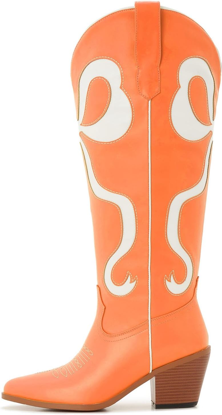 Bow Boots Cowgirl Knee-High Pink Cowboy Boots For Women - Image 2