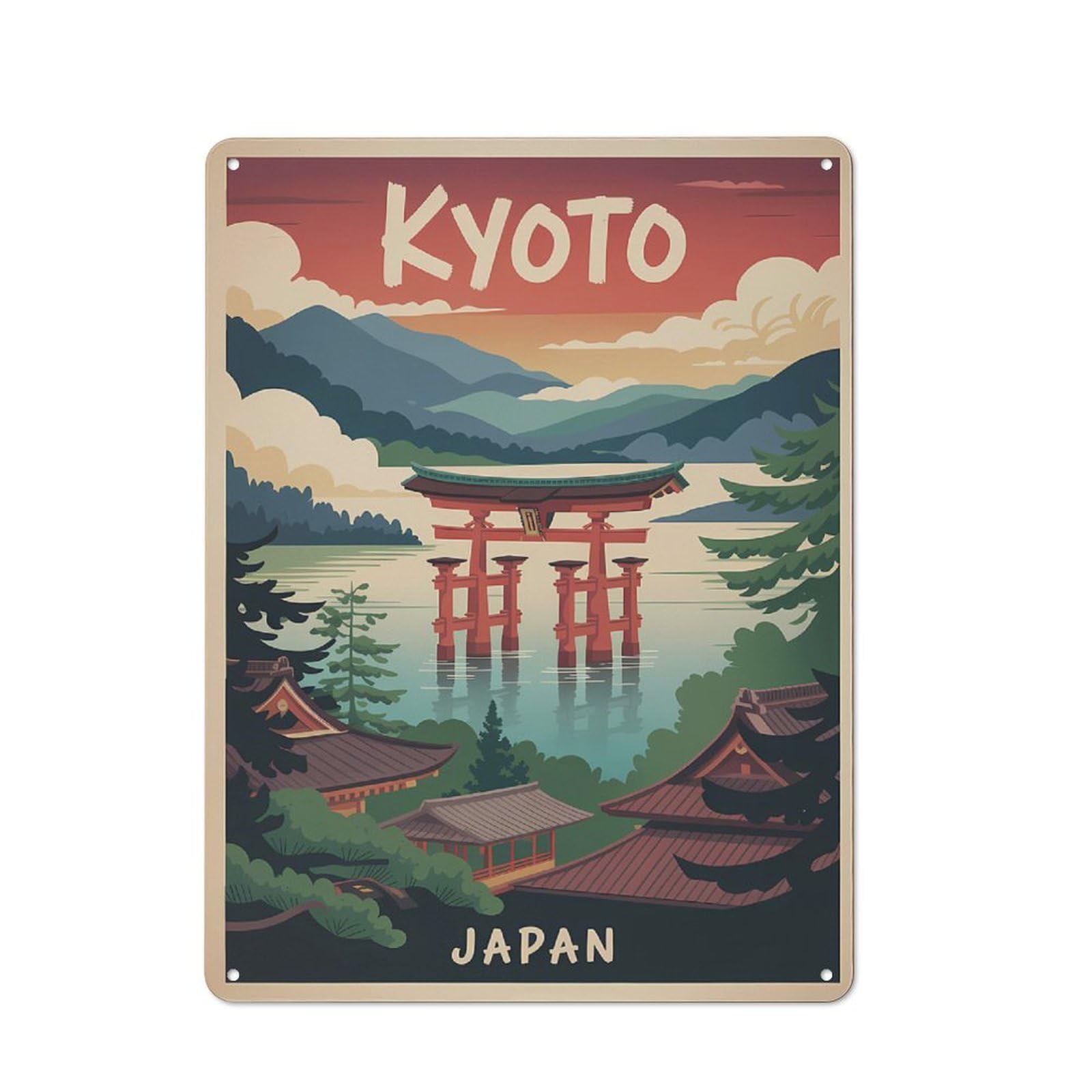 Junmoney Style-17 For Garden Room Or Summerhouse, Kyoto Japan Travel (3) Retro Metal Sign 40X30cm, For Vintage Wall Decor Fans, For Metal Sign Collectors