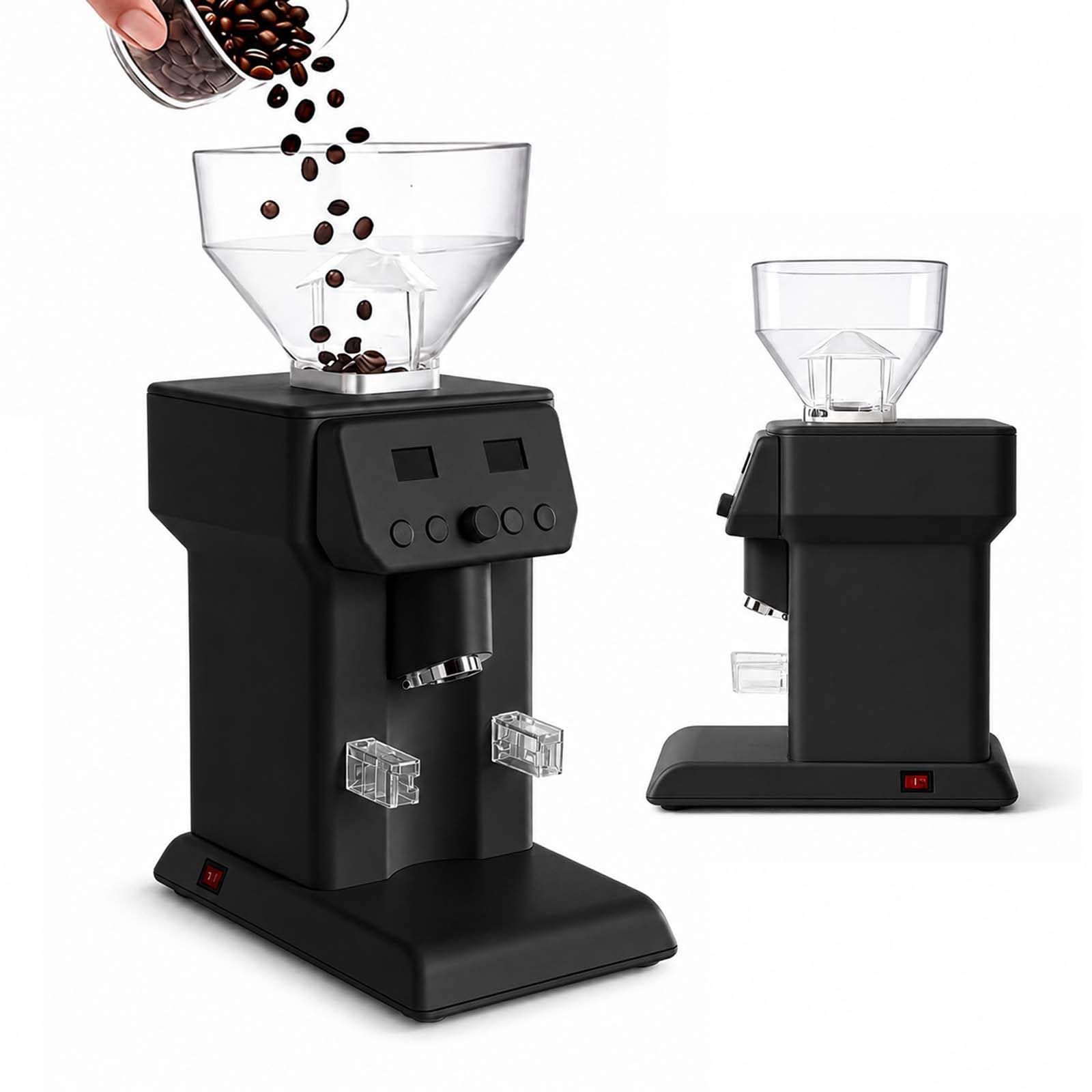 Molinillo EléCtrico de Muelas con DosificacióN Temporizada para Café, 50 Mm Black | Antivibración, temporizador de 0,1 a 99,9 s, tolva de 500 g; ideal para cafeterías móviles y puestos de mercado.