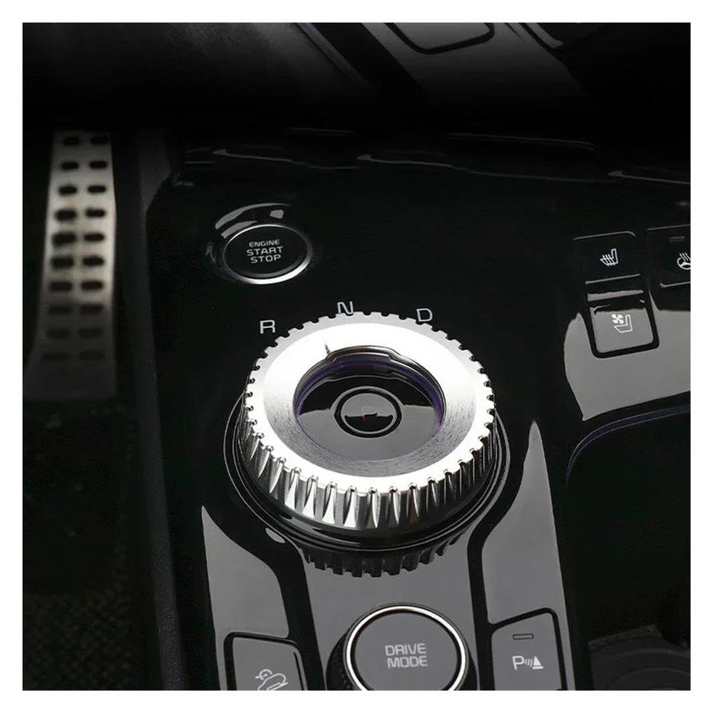 HYASDBWE Aluminum Central Gear Shift Knob Ring Cover Shift Gear Trim for Kia for Sportage NQ5 for Seltos 2022-2024 Gear Shifter Parts(Silver)