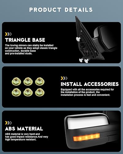 Miniatura 4 de OCPTY Espejos de remolque eléctricos calefactables para el lado izquierdo del conductor derecho del pasajero, para Ford 2004-2014 para camioneta