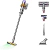 Aspiradora inalámbrica Dyson V15 Detect Plus, iluminación que revela el polvo, 240AW, 3 modos de potencia, hasta 60 minutos,² limpia a fondo pisos duros y alfombras, desenreda pelo de mascotas, se convierte en manual 1