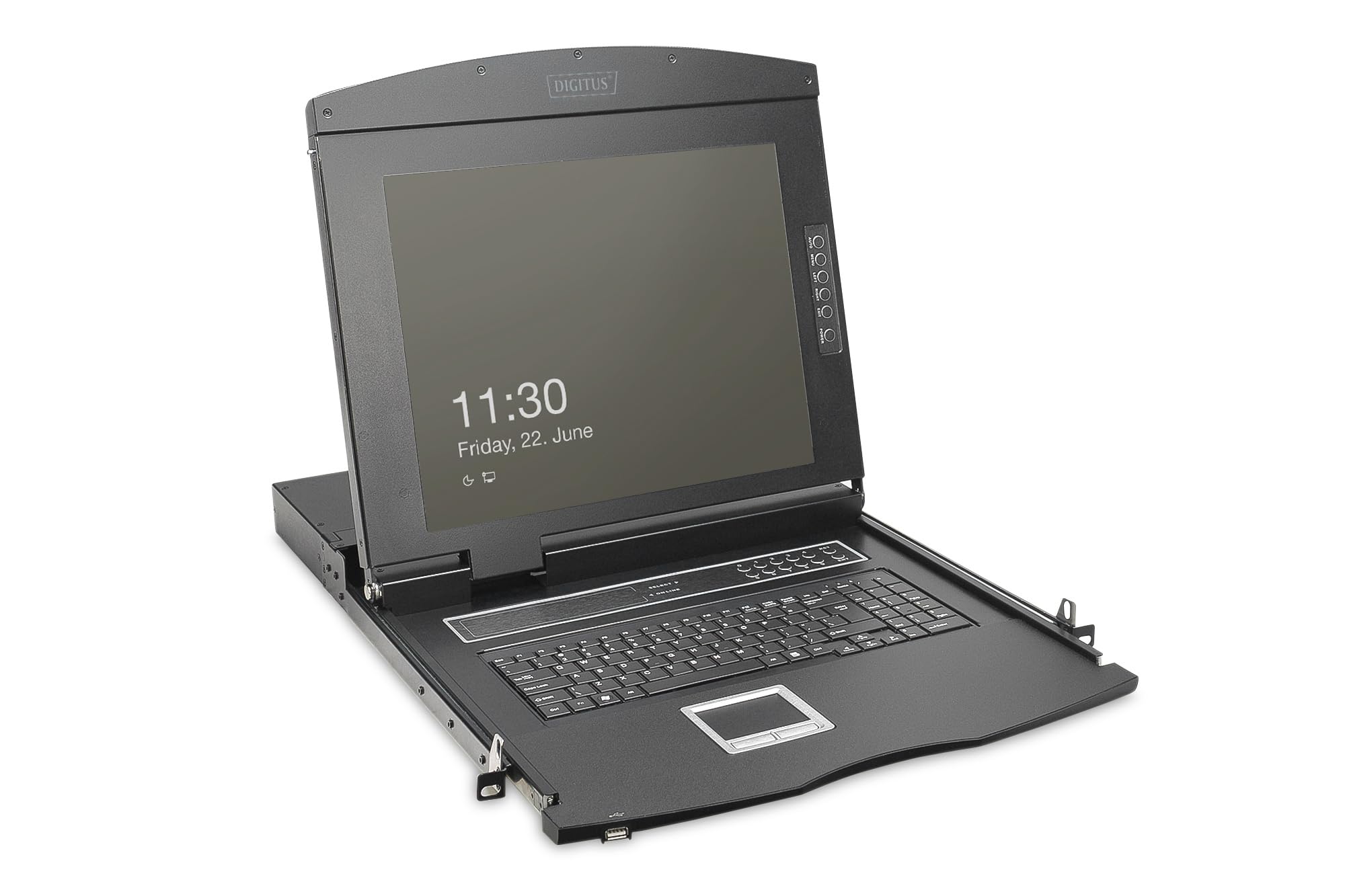 DIGITUS 19" Console KVM - FullHD - 16 Port Cat 5-Switch - US - Clavier - pour 19 Pouces Serveur et réseau - Noir