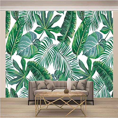 Papier peint canevas 3D feuillage pour masquer un mur de salon - 3