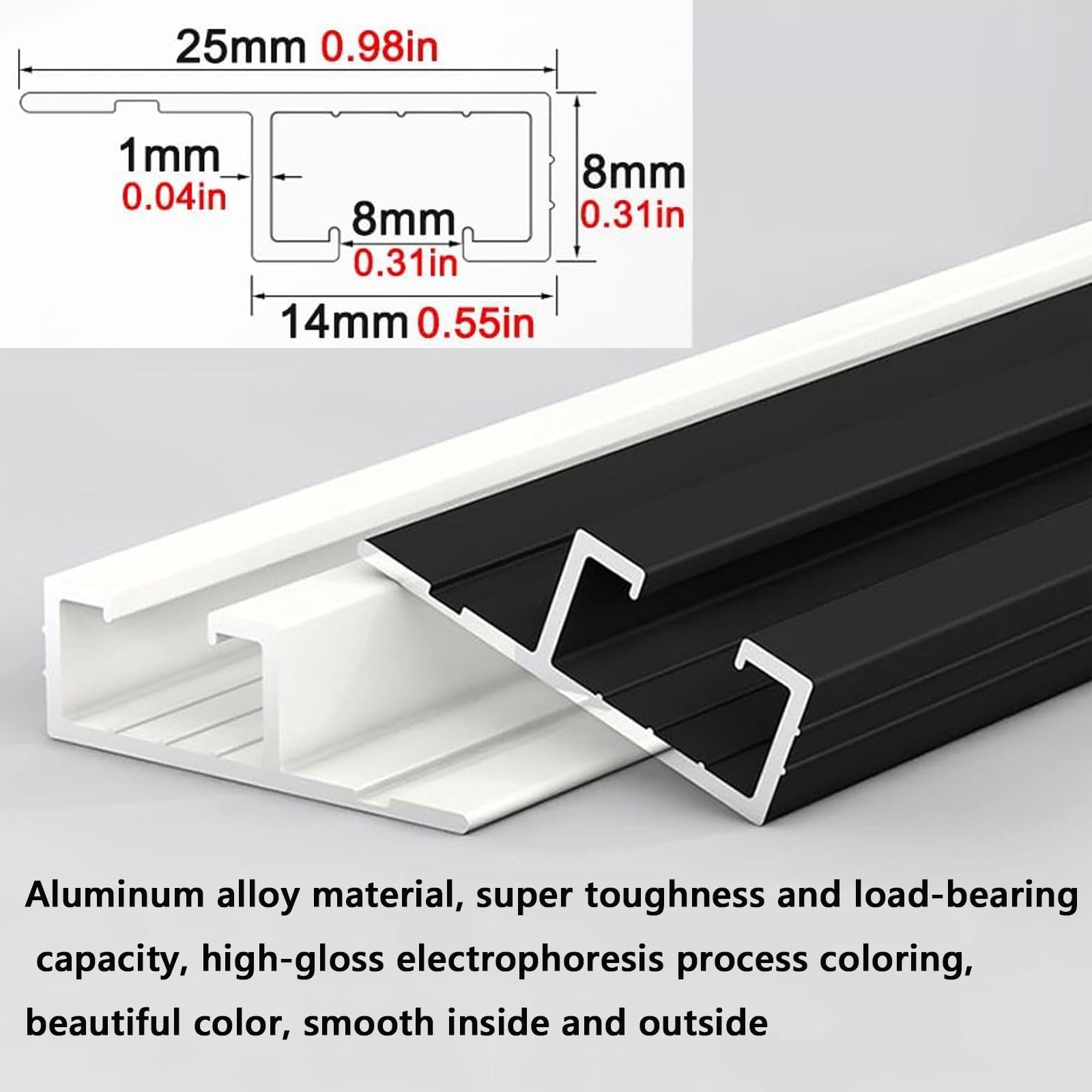 Riel De Cortina Ultrafino Autoadhesivo - Sin Perforaciones, Silencioso, Largo 170 Cm, Montaje Superior, Blanco