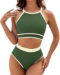 Reloj digital resistente al agua de dos piezas traje de baño para mujer de cintura alta deportivo bloque de color traje de baño conjunto de traje de baño activo polo equitación niños